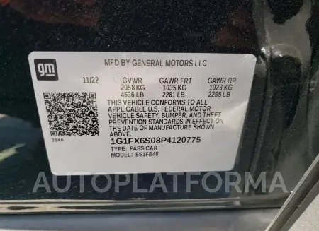 CHEVROLET BOLT EV 2L 2023 vin 1G1FX6S08P4120775 from auto auction Copart