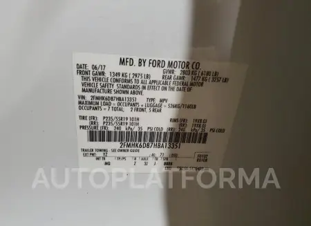 FORD FLEX LIMIT 2017 vin 2FMHK6D87HBA13351 from auto auction Copart