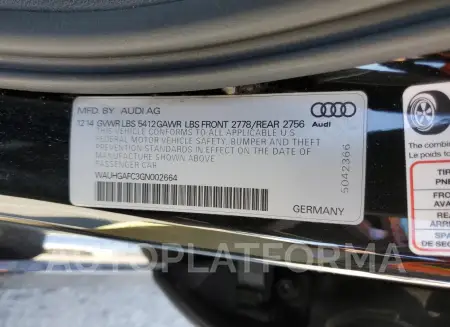 AUDI A6 PRESTIG 2016 vin WAUHGAFC3GN002664 from auto auction Copart