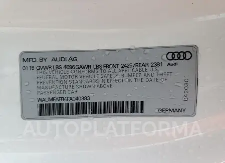 AUDI A5 PREMIUM 2015 vin WAUMFAFR4FA040383 from auto auction Copart