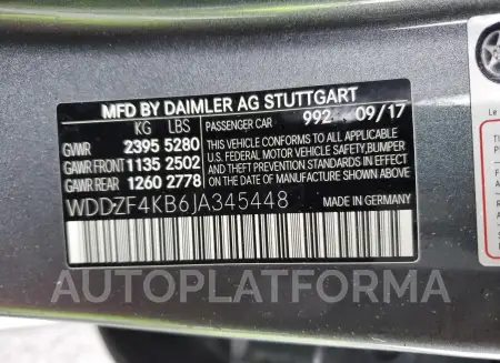 MERCEDES-BENZ E 300 4MAT 2018 vin WDDZF4KB6JA345448 from auto auction Copart