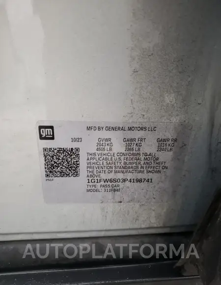 CHEVROLET BOLT EV 1L 2023 vin 1G1FW6S03P4198741 from auto auction Copart