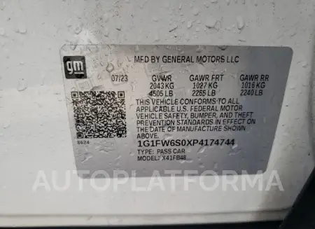 CHEVROLET BOLT EV 1L 2023 vin 1G1FW6S0XP4174744 from auto auction Copart