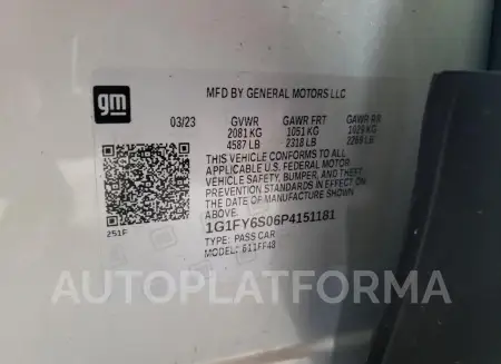 CHEVROLET BOLT EUV L 2023 vin 1G1FY6S06P4151181 from auto auction Copart