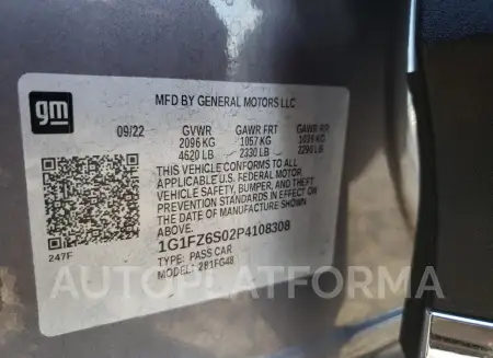 CHEVROLET BOLT EUV P 2023 vin 1G1FZ6S02P4108308 from auto auction Copart