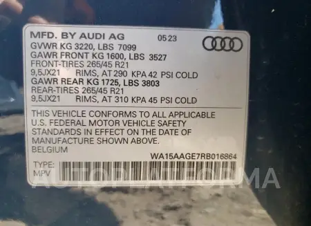 AUDI Q8 E-TRON 2024 vin WA15AAGE7RB016864 from auto auction Copart