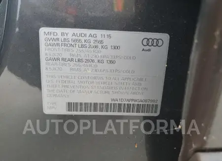 AUDI Q5 PREMIUM 2016 vin WA1D7AFP8GA087992 from auto auction Copart