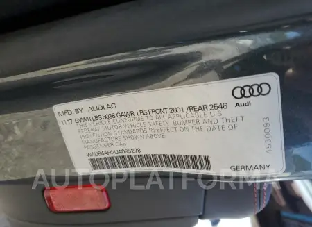 AUDI S4 PREMIUM 2018 vin WAUB4AF44JA095278 from auto auction Copart