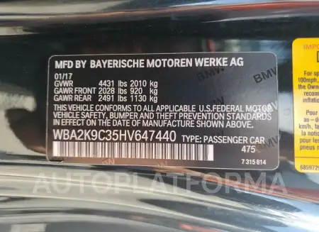 BMW 230I 2017 vin WBA2K9C35HV647440 from auto auction Copart