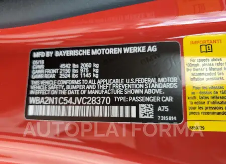 BMW M240I 2018 vin WBA2N1C54JVC28370 from auto auction Copart