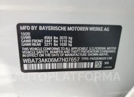 BMW 228XI 2021 vin WBA73AK06M7H07657 from auto auction Copart