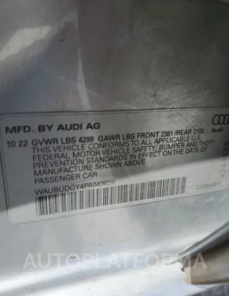 AUDI A3 PREMIUM 2023 vin WAUBUDGY4PA043628 from auto auction Copart