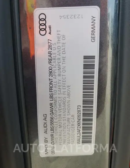 AUDI A6 PREMIUM 2019 vin WAUL2AF2XKN092873 from auto auction Copart