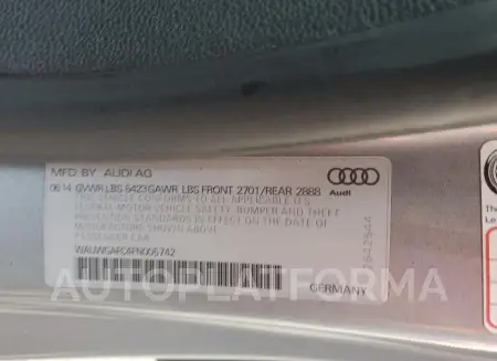 AUDI A7 PREMIUM 2015 vin WAUWGAFC4FN005742 from auto auction Copart