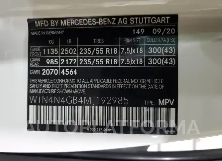 MERCEDES-BENZ GLA 250 2021 vin W1N4N4GB4MJ192985 from auto auction Copart