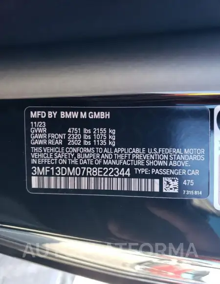 BMW M2 2024 vin 3MF13DM07R8E22344 from auto auction Copart