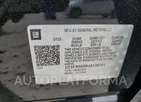 CHEVROLET BOLT EV PR 2018 vin 1G1FX6S09J4138791 from auto auction Copart