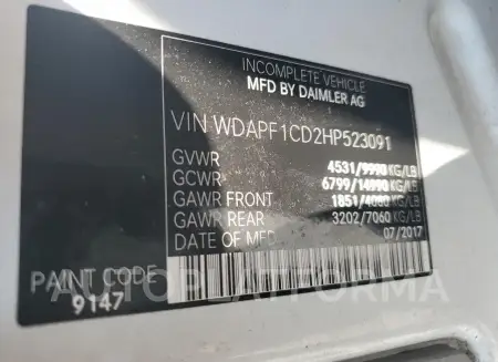 MERCEDES-BENZ SPRINTER 3 2017 vin WDAPF1CD2HP523091 from auto auction Copart