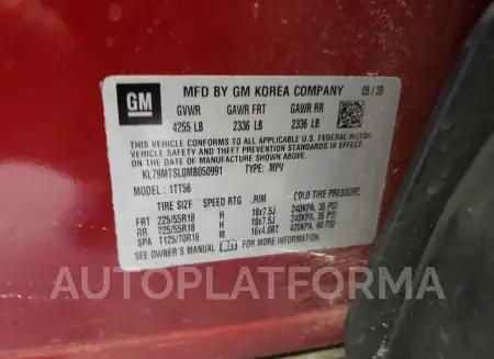 CHEVROLET TRAILBLAZE 2021 vin KL79MTSL0MB050991 from auto auction Copart