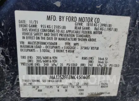 FORD ECOSPORT S 2021 vin MAJ3S2FE8MC450608 from auto auction Copart