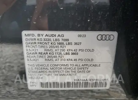 AUDI Q8 E-TRON 2024 vin WA16AAGE5RB034056 from auto auction Copart