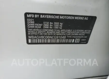 BMW M850XI 2022 vin WBAGV8C06NCG91048 from auto auction Copart