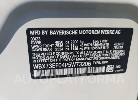 BMW X1 XDRIVE2 2023 vin WBX73EF04P5W73206 from auto auction Copart