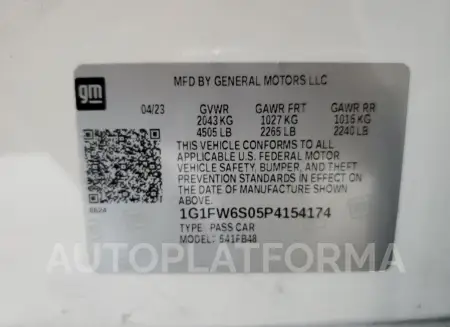 CHEVROLET BOLT EV 1L 2023 vin 1G1FW6S05P4154174 from auto auction Copart