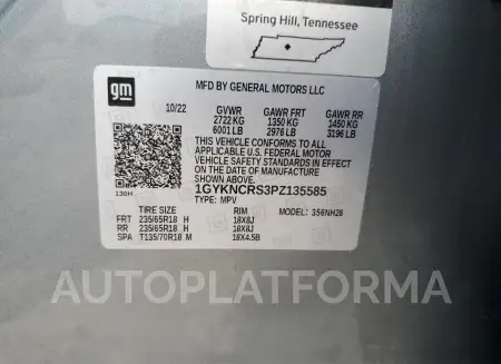 CADILLAC XT5 PREMIU 2023 vin 1GYKNCRS3PZ135585 from auto auction Copart