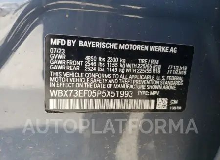 BMW X1 XDRIVE2 2023 vin WBX73EF05P5X51993 from auto auction Copart