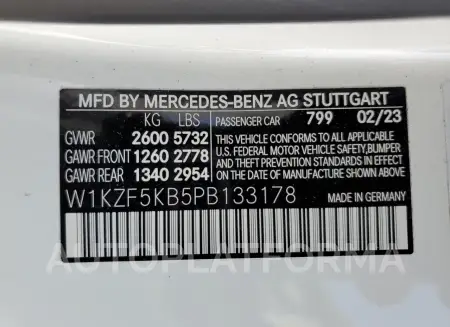 MERCEDES-BENZ E 450 4MAT 2023 vin W1KZF5KB5PB133178 from auto auction Copart