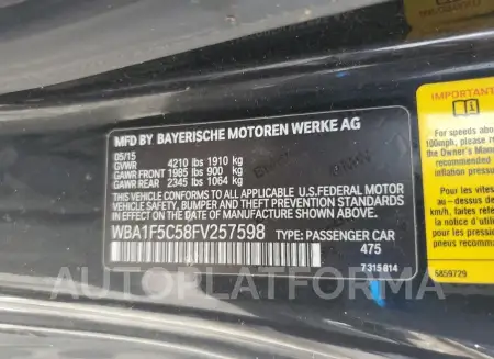 BMW 228 I 2015 vin WBA1F5C58FV257598 from auto auction Copart