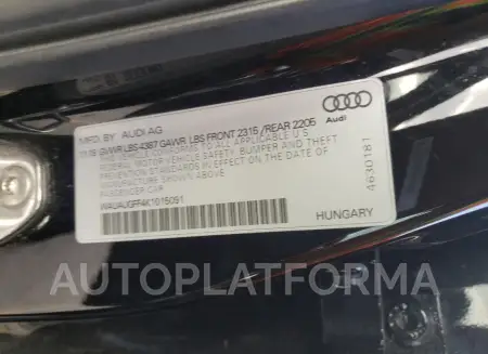 AUDI A3 PREMIUM 2019 vin WAUAUGFF4K1015091 from auto auction Copart