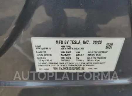 TESLA MODEL X 2020 vin 5YJXCBE28LF300158 from auto auction Copart