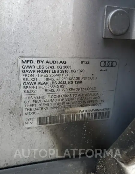 AUDI SQ5 PRESTI 2022 vin WA1C4AFY8N2057198 from auto auction Copart