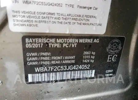 BMW 750 XI 2018 vin WBA7F2C53JG424052 from auto auction Copart