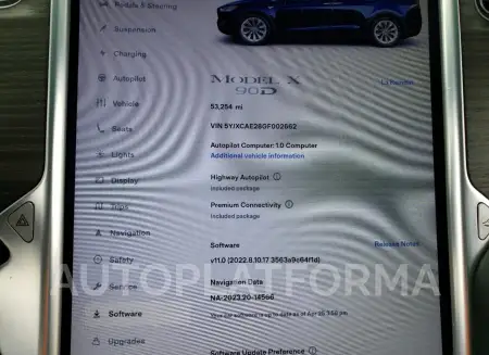 TESLA MODEL X 2016 vin 5YJXCAE28GF002662 from auto auction Copart