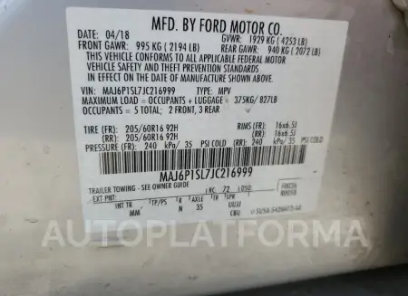 FORD ECOSPORT S 2018 vin MAJ6P1SL7JC216999 from auto auction Copart