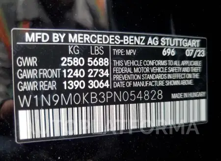 MERCEDES-BENZ EQB 300 4M 2023 vin W1N9M0KB3PN054828 from auto auction Copart