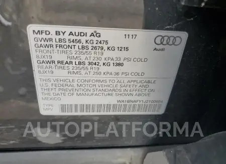 AUDI Q5 PREMIUM 2018 vin WA1BNAFY1J2100654 from auto auction Copart