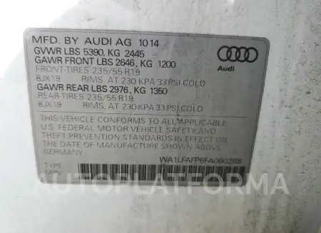 AUDI Q5 PREMIUM 2015 vin WA1LFAFP6FA060268 from auto auction Copart