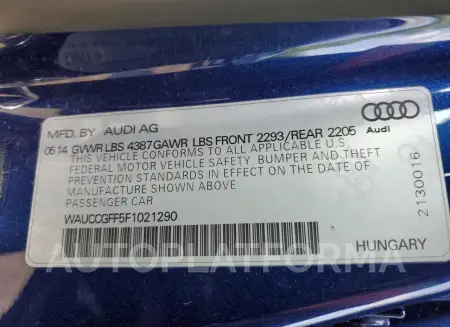 AUDI A3 PREMIUM 2015 vin WAUCCGFF5F1021290 from auto auction Copart