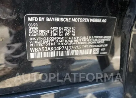 BMW 228I 2023 vin WBA53AK04P7M37515 from auto auction Copart