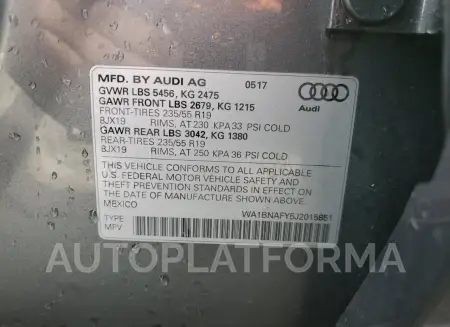 AUDI Q5 PREMIUM 2018 vin WA1BNAFY5J2015851 from auto auction Copart