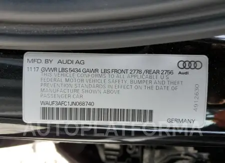 AUDI A6 PREMIUM 2018 vin WAUF3AFC1JN068740 from auto auction Copart