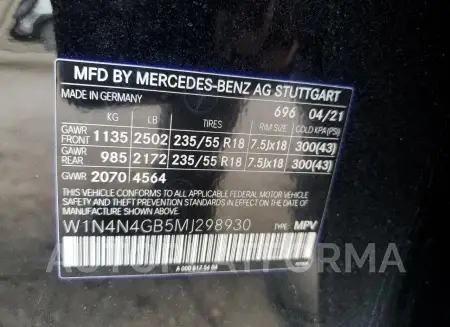 MERCEDES-BENZ GLA 250 2021 vin W1N4N4GB5MJ298930 from auto auction Copart