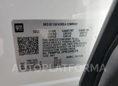 CHEVROLET TRAILBLAZE 2023 vin KL79MPSL3PB169579 from auto auction Copart