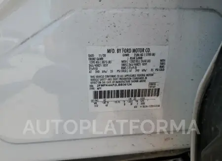 FORD EDGE ST 2020 vin 2FMPK4AP2LBB36124 from auto auction Copart