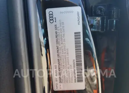 AUDI A3 PREMIUM 2015 vin WAUACGFF6F1002674 from auto auction Copart