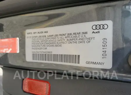 AUDI A5 PREMIUM 2022 vin WAUDACF57NA029920 from auto auction Copart